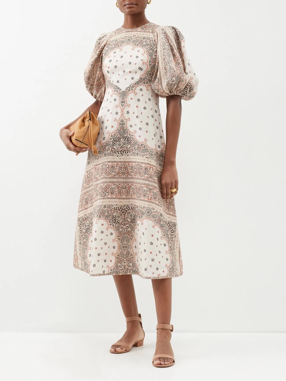 Zimmermann Day Bandana Linen Midi Dress Size 0